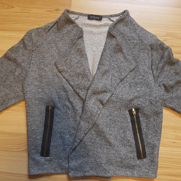 Eclipse Grey Open Blazer Faux Pocket - Picture 3 of 4